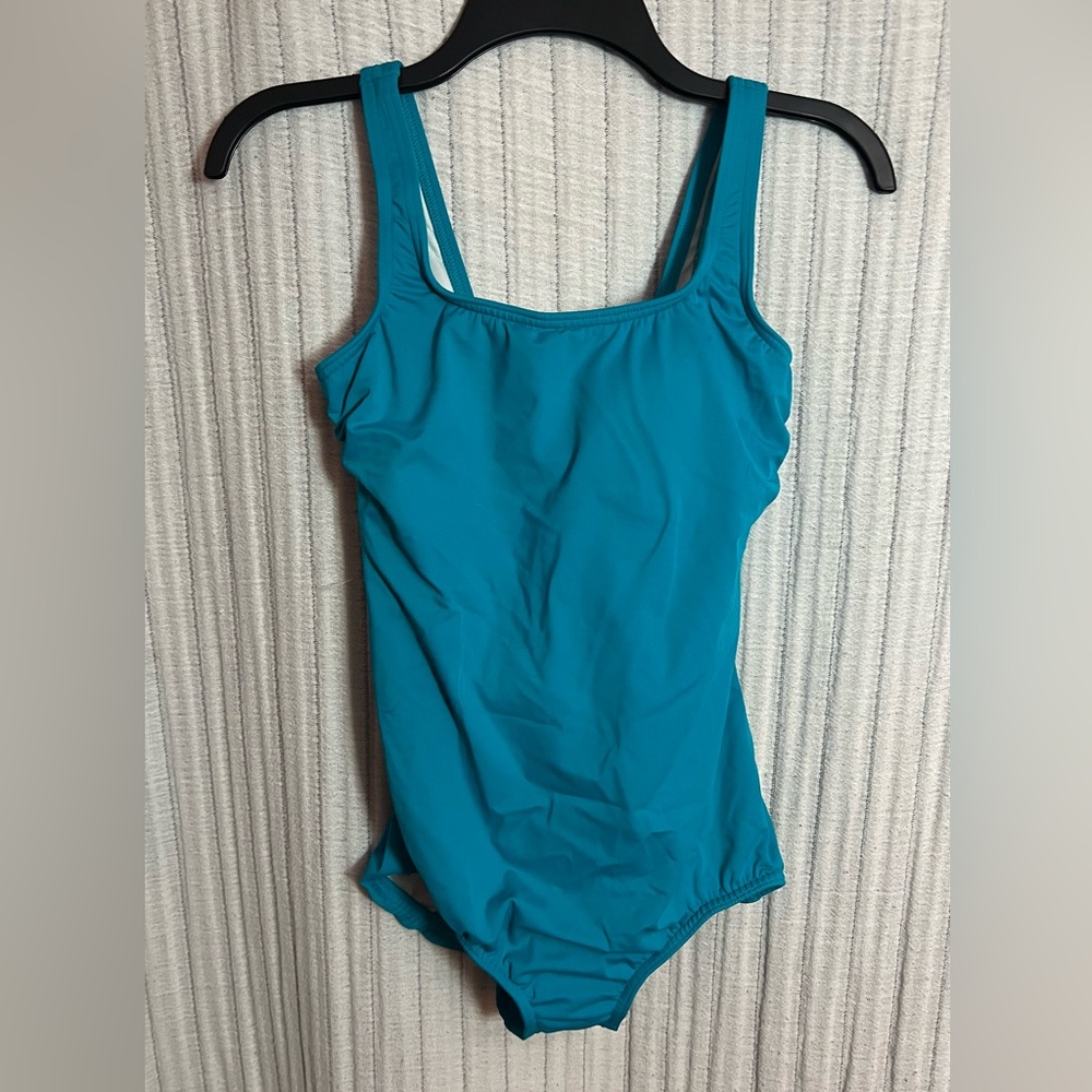 Lands' End Teal Blue One Piece Tugless Swimsuit